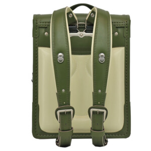 岐阜のランドセル店、横山鞄の品番m4ol-ftランドセルのT型背負いベルトです。オリーブ色の人工皮革で手作りされたランドセルです。