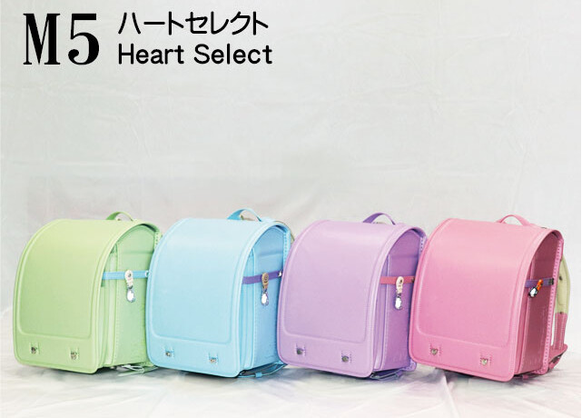 岐阜横山鞄オリジナルランドセルM5Cシリーズのバナーです。素材は人工皮革、デザインはセレクトタイプ、ST型ベルトとウイング背カンの組合せで、本体カラーは4色です。