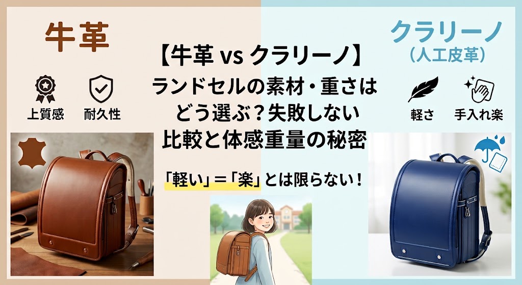 【牛革 vs クラリーノ】ランドセルの素材・重さはどう選ぶ？失敗しない比較と体感重量の秘密