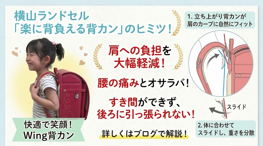 横山ランドセルが選ぶ「ウイング背カン」を徹底解説！なぜ「楽に背負える」の？