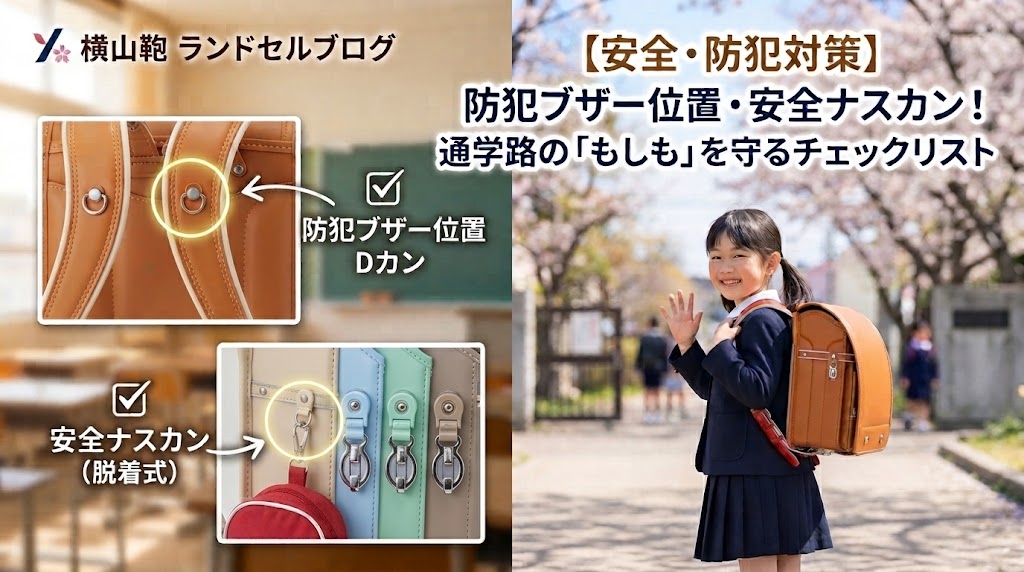【安全・防犯対策】ランドセルの防犯ブザー位置と安全ナスカン！通学路を守るチェックリスト